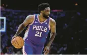  ?? MATT SLOCUM/AP ?? Joel Embiid had game highs of 35 points and 11 rebounds in a 119-108 win over the Knicks.