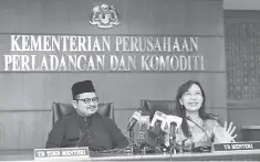  ??  ?? Kok (right) is seen with her deputy minister Shamsul during their first press conference since swearing-in as the new Minister of Primary Industries. Kok says the oil palm industry continued to face challenges, especially in the form of anti-palm oil...