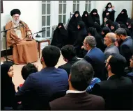  ?? SALAMPIX/ABACA PRESS ?? Iran’s Supreme Leader Ayatollah Ali Khamanei delivers a speech during his meeting with families of martyrs on Jan. 2 in Tehran, Iran.