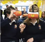  ??  ?? Students at St. Mary’s, Macroom at the launch of the VR Units in Co Cork in October 2018.