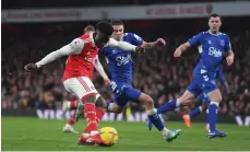  ?? AP; EPA ?? Top, Liverpool’s Mohamed Salah celebrates scoring the winner against Man City at Anfield last October; above, Bukayo Saka has been in superb form for Arsenal and England