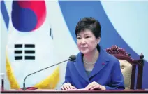  ?? Getty Images ?? South Korean president Park Geun-hye apologised for a ‘lack of virtue’ at an emergency cabinet meeting yesterday in Seoul.