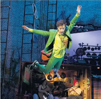  ??  ?? Paul Hilton is a spry Peter Pan on visible wires in the National’s production