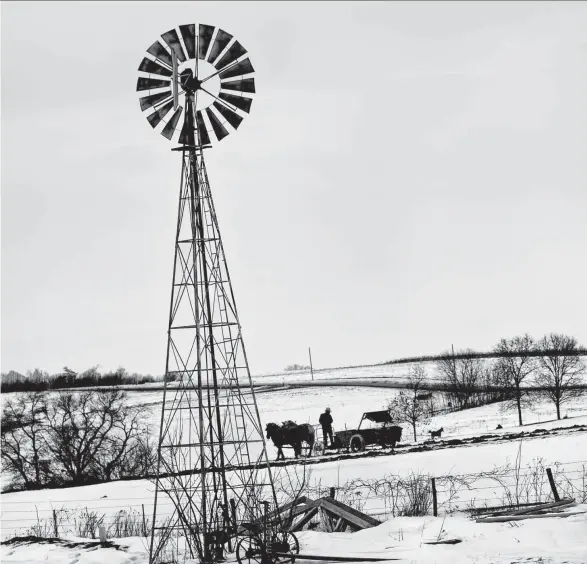  ??  ?? Fotografis­cher Roadtrip: Matt Black reiste durch 46 US-Bundesstaa­ten und dokumentie­rte Arbeits- und Lebensbedi­ngungen – wie hier auf einer Farm in Ontario, Wisconsin (2017).
