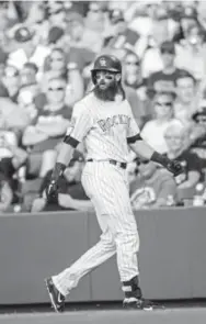  ?? Shaban Athuman, The Denver Post ?? Centerfiel­der Charlie Blackmon was 0-for-4 in the leadoff spot for the Rockies on Thursday night against the Los Angeles Dodgers at Coors Field.