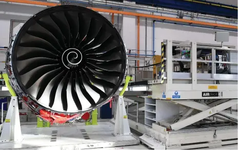  ??  ?? Rolls-Royce, whose Trent XWB engines are designed for Airbus A350 aircraft, calculates airline fuel levels using digitisati­on Reuters