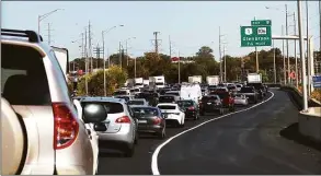  ?? ?? A view of traffic on I-95 looking north in Stamford on Saturday.