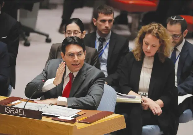  ?? (Reuters) ?? DANNY DANON speaks during a meeting of the UN Security Council earlier this year.