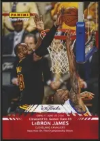  ??  ?? One of the more under-the-radar Lebron cards is the Panini Instant card (printed to demand of 532 copies) showing “The Block” that helped the Cavs defeat Golden State in Game 7 of the 2016 NBA Finals.