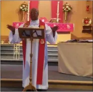  ?? SUBMITTED PHOTO ?? Bishop Patricia A. Davenport preaches at Peace-Tohickon Lutheran Church in East Rockhill. The church celebrated its 275th anniversar­y on Sept. 9 with a special worship service.