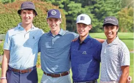  ?? PHOTO/JAY GEARAN ?? From left, St. John’s senior golf captains Tim Breen, Matt Lemay, Nic Gebhardt and Veer Bhasin provided leadership for the Division 1 state champions.