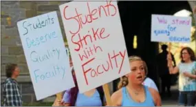  ?? ADAM FARENCE — DIGITAL FIRST MEDIA ?? Some West Chester University students have gone on strike with faculty.