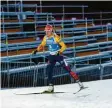  ?? Foto: dpa ?? Biathletin Denise Herrmann vor leeren Tribünen in Nove Mesto.