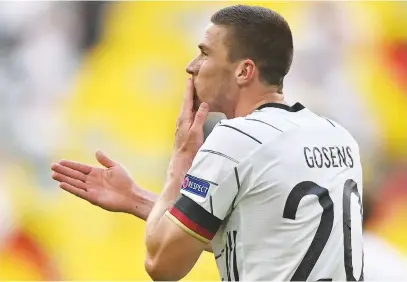  ?? Picture: AFP ?? UNLIKELY HERO. German defender Robin Gosens celebrates after scoring a goal during their Euro 2020 Group F match against Portugal at the Allianz Arena in Munich on Saturday.