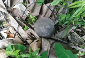  ??  ?? APM — Shown in photo is the Anti-Personnel Mine (APM) being used by communist insurgents which was seized during an encounter in the hinterland area of Biyadid, Sison, Surigao del Norte on Monday. (Photo courtesy of 30th IBCMO/Manila Bulletin)