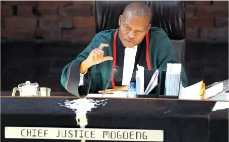  ?? PICTURE: DUMISANI SIBEKO ?? PRESIDING: Chief Justice Mogoeng Mogoeng in the Constituti­onal Court, which has the final say.