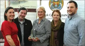  ??  ?? Cork County Council received the Public Sector Magazine’s Local Authority Heritage Services of the Year Award 2017. From left: Mona Hallinan, Conor Nelligan, Mary Sleeman, Sharon Casey and John Redmond.