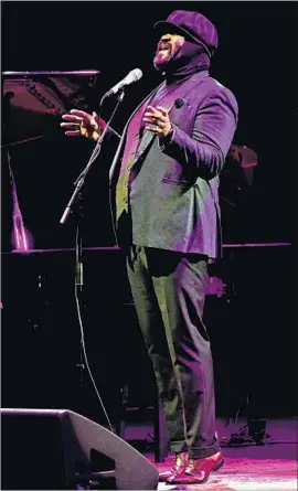  ?? Photograph­s by Hal Wells Los Angeles Times ?? GREGORY PORTER honors jazz greats like Nat King Cole at the Ace Hotel.