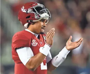  ?? MARK J. REBILAS/USA TODAY SPORTS ?? Alabama quarterbac­k Jalen Hurts’ move to Oklahoma as a graduate transfer could be a compelling storyline for 2019.