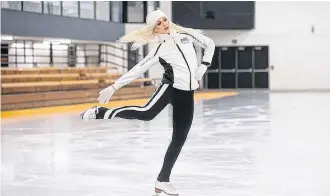  ??  ?? Riley Sawyer, a former figure skater who believes she has had as many as 15 concussion­s, recently returned to the ice. Sawyer, 20, is now a model.