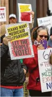  ?? Stephen Spillman / Contributo­r file photo ?? People raly to expand Medicaid in 2019 at the state Capitol.