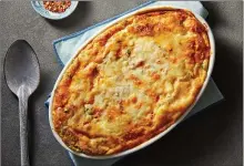  ?? TOM MCCORKLE — THE WASHINGTON POST Sweet Pepper, Zucchini and Cheddar Clafoutis ??