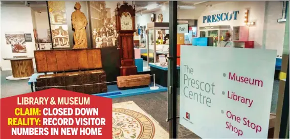  ??  ?? LIBRARY & MUSEUM CLAIM: CLOSED DOWN REALITY: RECORD VISITOR NUMBERS IN NEW HOME