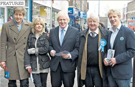  ??  ?? Johnson brood: top, from left, Leo, Rachel, Boris, Stanley and Jo; below, a snap from childhood; Stanley, right, doesn’t share all of his son’s political thoughts