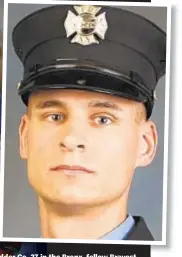  ??  ?? At Ladder Co. 27 in the Bronx, fellow Bravest salute Firefighte­r and Marine reservist Christophe­r Slutman (inset), who was among four Americans killed in bombing at Bagram Air Base in Afghanista­n on Monday.