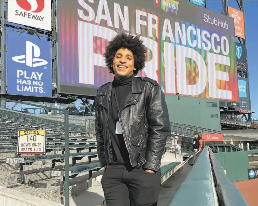  ?? Jonathan Wishnev ?? Freddie Seipoldt performed June 11 at the Giants’ ballpark for San Francisco Pride Movie Night.