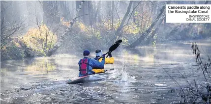  ?? BASINGSTOK­E CANAL SOCIETY ?? Canoeists paddle along the Basingstok­e Canal