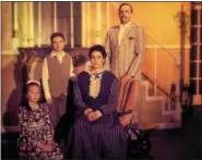  ??  ?? Shown in this Banks Family portrait are Bridget Ottinger, left, as Jane Banks (on knees), Zach Green as Michael Banks, Lindsey Villecco as Mrs. Banks (seated) and Jordan Baylor as Mr. Banks.