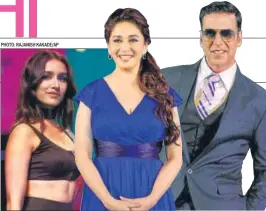  ?? PHOTO: RAJANISH KAKADE/AP ?? LR: Actors Shraddha Kapoor, Madhuri Dixit, and Akshay Kumar are starring in nonHindi films