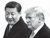  ?? FRED DUFOUR/GETTY-AFP 2017 ?? China’s President Xi Jinping and U.S. President Donald Trump haven’t changed their stances on trade.
