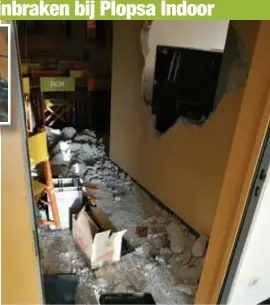  ?? FOTO HBVL ?? Bij de inbraak in Plopsa Indoor raakten de daders met de hulp van slijpschij­ven binnen. Ze werden ook gefilmd (inzet).