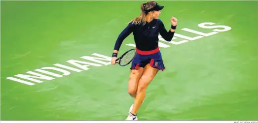  ?? AFP7 / EUROPA PRESS ?? La tenista española Paula Badosa celebra su victoria sobre Cori Gauff en Indian Wells.