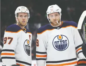  ?? BRUCE BENNETT / GETTY IMAGES FILES ?? Connor McDavid, left, and Leon Draisaitl lead an Edmonton Oilers
squad that has plenty of talent to make noise in the post-season.