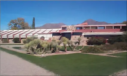  ?? SIMPSON/THE DAILY COURIER VIA AP ?? This Jan. 4, 2003, file photo, shows the front of Taliesin West, a Frank Lloyd Wright home in Scottsdale, Ariz. CHAD