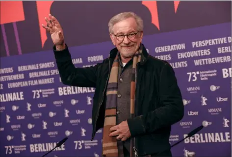  ?? JOEL C RYAN — INVISION/AP ?? Director Steven Spielberg is working on a limited series with Stanley Kubrick for HBO based on Napoleon. Here he attends a press conference at the Berlin Internatio­nal Film Festival, where he picked up a Lifetime Golden Bear.