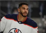  ?? NHAT V. MEYER — BAY AREA NEWS GROUP ?? Edmonton Oilers' Evander Kane (91) skates on the ice during warmups against the San Jose Sharks at the SAP Center in San Jose on April 5.