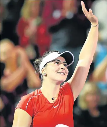  ?? Picture: HANNAH PETERS/GETTY IMAGES ?? WINNER: Bianca Andreescu of Canada celebrates after winning her quarter-final match against Venus Williams of the USA at the WTA Auckland Classic.