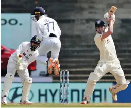  ?? BCCI ?? Release shot: Sibley opens up to force the ball for four