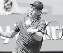  ?? THIBAULT CAMUS
THE ASSOCIATED PRESS ?? Canada’s Denis Shapovalov returns a shot against Germany’s Maximilian Marterer during their second-round match at the French Open in Paris on Thursday. Shapovalov lost, 5-7, 7-6 (4), 7-5, 6-4.