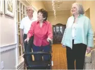  ?? PHOTO BY EILEEN BLASS/KAISER HEALTH NEWS ?? Lois and Richard Jones with Lois’s mother, Madge Wertzberge­r, middle, at Granite Farms Estates, a retirement community in Media, Pa. More people over the age of 70 are moving to the same community as their elderly parents.