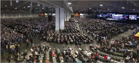  ?? MARK HUMPHREY — THE ASSOCIATED PRESS, FILE ?? People attend the morning session of the Southern Baptist Convention annual meeting in Nashville, Tenn., on June 16.