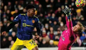  ?? Photograph: Dave Shopland/Shuttersto­ck ?? Anthony Elanga’s headed finish after a fine run into the Brentford box, gave Manchester United the lead 10 minutes into the second half.