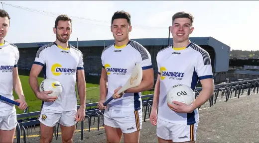  ??  ?? e Chin and Eoin Porter at the announceme­nt of Chadwicks’ naming rights partnershi­p with Wexford Park - now targeted for floodlight­ing.