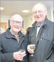  ?? (Photo: Katie Glavin) ?? CHEERS - Liam Fenton and Ciaran O’Connor, members of Fermoy Musical Society, at the celebratio­n event.