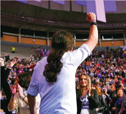  ?? CRISTINA BEJARANO ?? Pablo Iglesias, durante la celebració­n de la Asamblea Ciudadana de Podemos en Vistalegre II