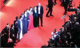  ??  ?? The cast of My Salinger Year on the red carpet in Berlin this week. Photograph: Omer Messinger/EPA